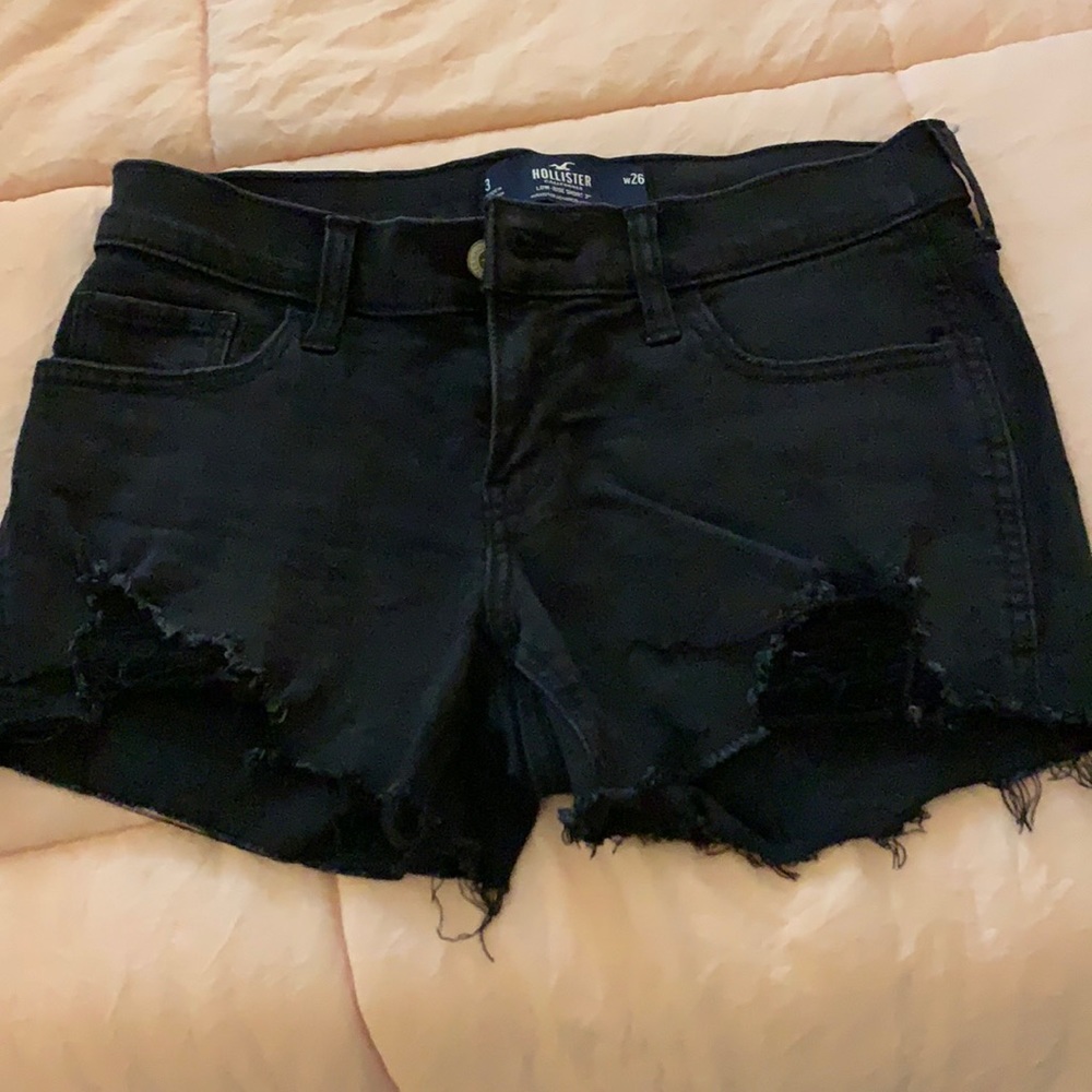distressed hollister black shorts